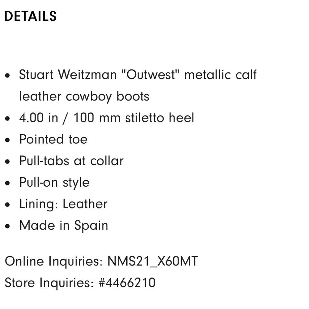 Stuart Weitzman Outwest Metallic calfskin stiletto western boot - Picture 14 of 14